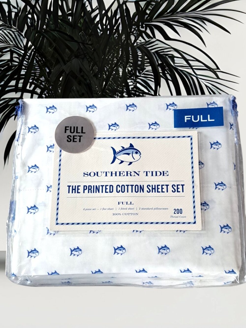 BRAND NEW SOUTHERN TIDE FULL SIZE SKIP JACK SHEET SET COLOR WHITE